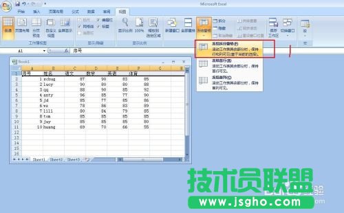 EXCEL 如何让表格的首行或首列固定不动不滚动?