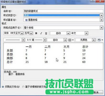 选择“表格”样式类型