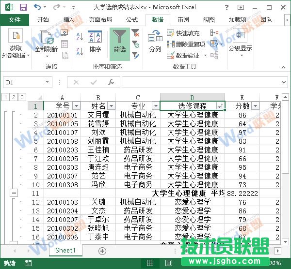 分类汇总效果