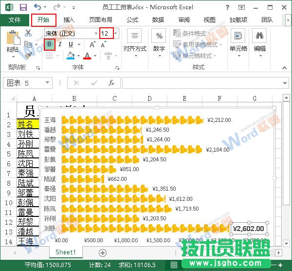 修改最大数据的字体格式