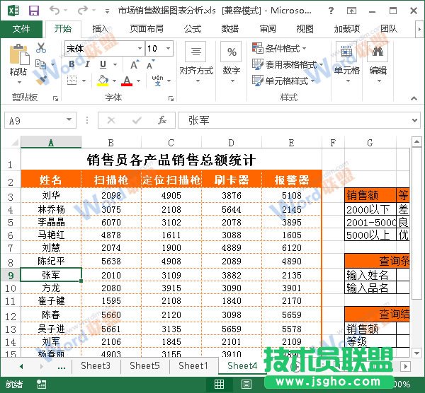 任选一个单元格