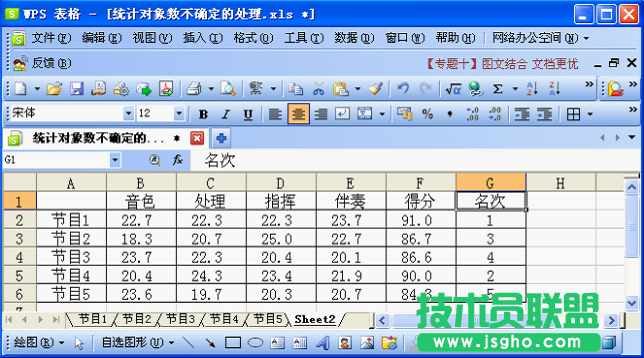 WPS表格技巧：对象数不确定的成绩统计